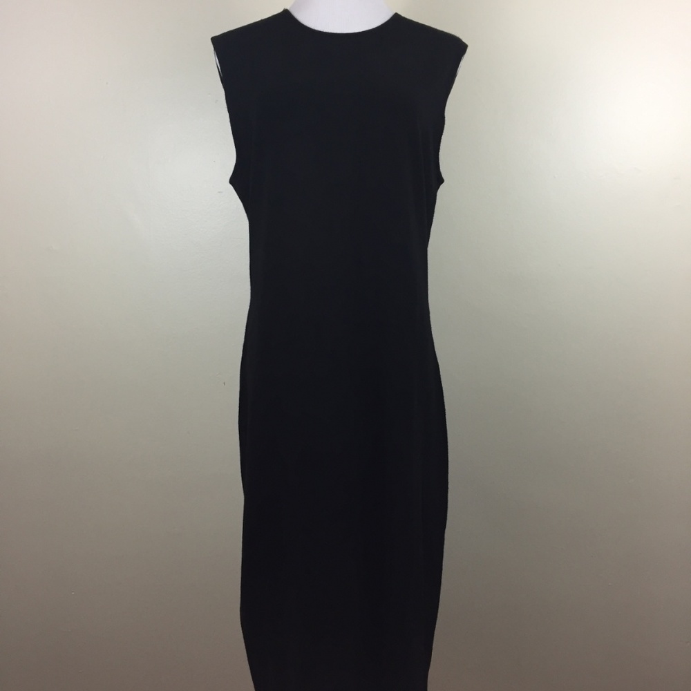 VINCE Rib Pencil Sleeveless Exposed Zip Back Dress - Picture 6 of 8